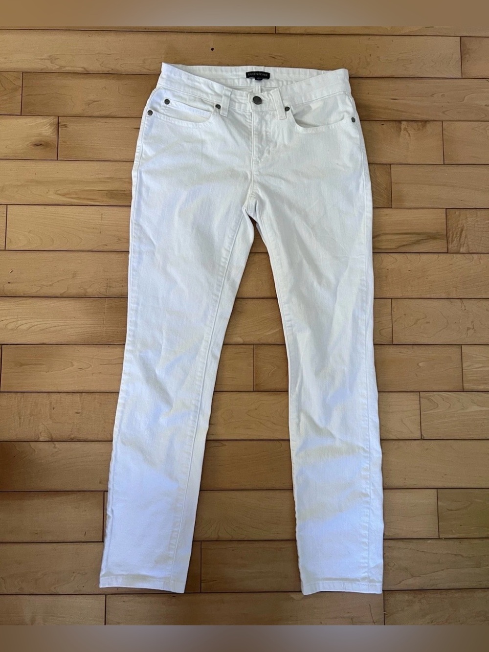 Eileen Fisher Size 2 White Pants Organic Cotton Minimalist Straight Leg